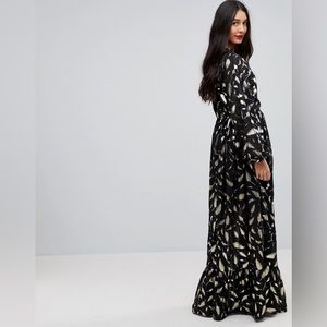 Beautiful Y.A.S Tall Gold Foil Long Sleeve Dress NWT